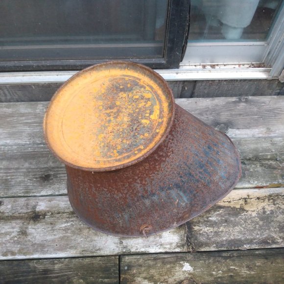 Antique Metal Ash Coal Bucket Planter Rustic Decor Farmhouse Primitive - Picture 5 of 10